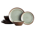 Melamine Dinnerware Sets for 4,12 Pcs Party Plates and Bowls Sets,Outdoor Use Harvest Dinner Dishes Set,Great for RVs Camping,Lightweight Unbreakable,Dishwasher Safe,Sage Green - color: Classic Green