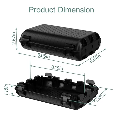 Outdoor Waterproof Electrical Box, 2 Pack Large Extension Cord Cover Protector Plug Connection Cable Safety Box IP54 Water-Resistant for Power Strip, Holiday Light and Decorations, Black - color: 2 Pack Black