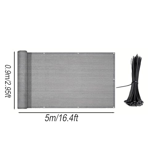 3x16.4FT Balcony Privacy Screen Fence UV Resistant Privacy Fence Screen for Patio, Heavy Duty Outdoor Wind Block Fence Covering, Stylish Seclusion Easy Installation,Gray - color: Dark Gray