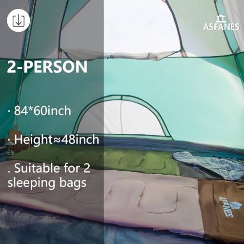 ASFANES Sundome Camping Tent with Rainfly, 2/4/6/10 Person Tent Sets Up in 10 Mins, Weatherproof Shelter for Camping, Festivals, Backyard, Sleepovers, & More - color: Army Green(2 People), size: 2 People