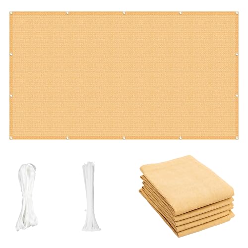 Cool Area Sun Shade Cloth with Grommets 3/4/6/8/10/12/16/20 FT Shade Panel Shade Tarp Screen Fabic for Outdoor Patio Pergola Cover Deck Garden, 6x12 FT, Sand - color: Sand, size: 0 6'X1 2'