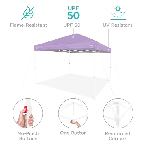 Best Choice Products 10x10ft Pop Up Canopy Tent, Outdoor Shade, 1 Person 1 Minute Set Up, Carry Case, 4 Weight Bags - Lilac/White - color: Lilac/White, size: 10x10ft
