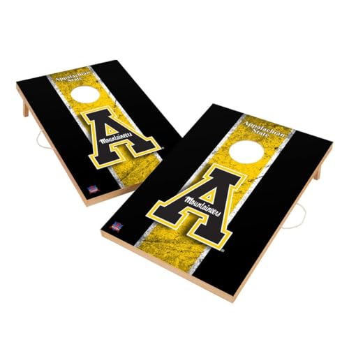 College Team Cornhole Boards, 2x4 Solid Wood Cornhole Set, Officially Licensed Corn Hole Boards, Perfect for Tailgates - color: Appalachian, size: 4. Include Case & Lights