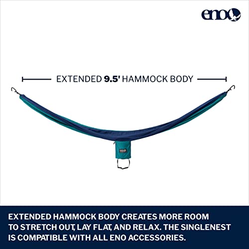 ENO, Eagles Nest Outfitters SingleNest Lightweight Camping Hammock - color: Seafoam | Navy