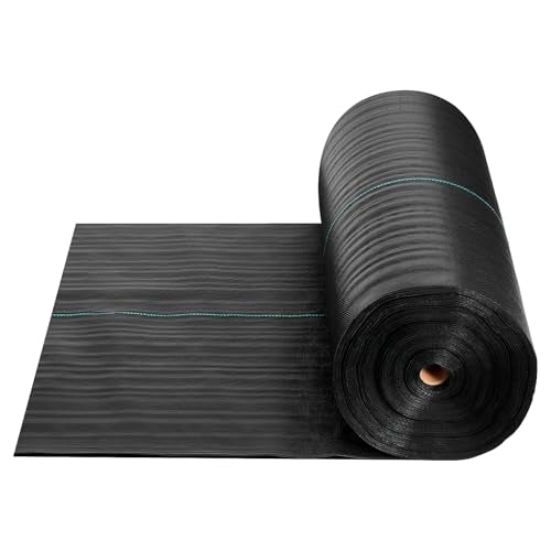 VEVOR Weed Barrier Fabric Heavy Duty, 3x100FT 5oz Landscape Fabric, Woven Weed Blocker Fabrics, Garden Fabrics Weeds Barrier, Weeds Control Ground Cover, Geotextile Webbing, Gardening Mat, Black - size: 3FT*100FT-5oz
