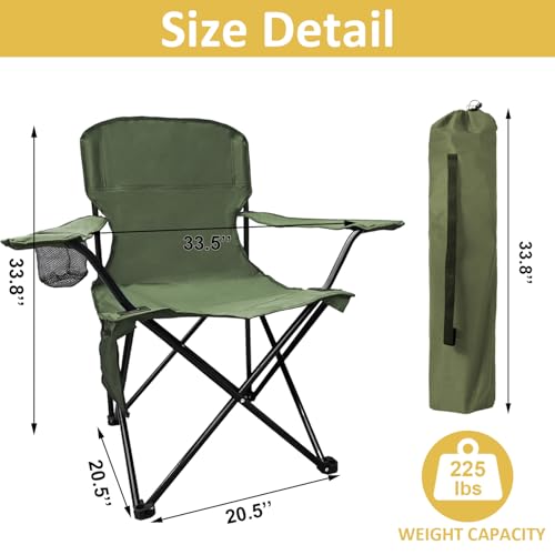 Camping Chair 2 Pack Portable Folding Chair with Cup Holder and Cooler Bag, 285lbs Capacity, Upgraded Foldable Chair for Outdoor, Beach, Fishing, Backpacking, Navy Blue - color: Navy Blue
