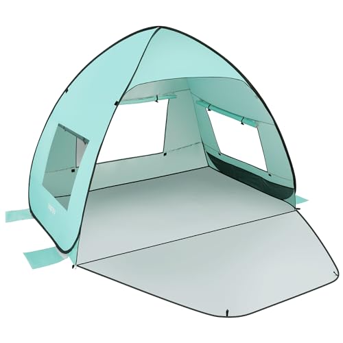TOBTOS UPF 50+ Pop Up Beach Tent, Easy Set Up Beach Umbrella, Sun Shelter for 2-3 People UV Protection Portable Sunshade, Baby Canopy Cabana, Lightweight with Carry Bag - style: Mint Green for 3-4 Person