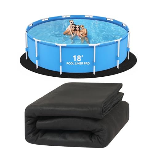 VINGLI 18 FT Pool Pad for Above Ground Pool, Upgraded Extra Thick Swimming Pool Liner Pad 18 FT Round, Prevent Punctures Weed Barrier, Under Pool Mat Pool Protection, Black - size: 18 FT