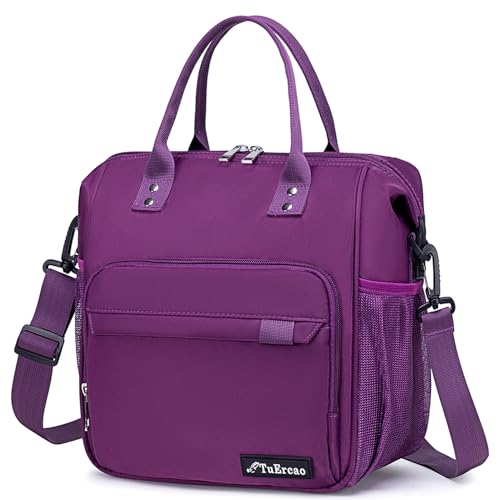 Purple Lunch Box for Women Insulated Lunch Bag Fits Bento Boxes, Snack and Foods, Ladies Lunch Tote Bag for Mother Mom Sister Friend Wife Her - color: A13: Violet, size: Large