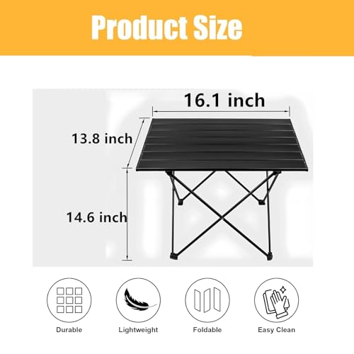 Folding Camping Table – Ultralight Aluminum Portable Table for Camping, Hiking, Backpacking, Picnic, Beach, BBQ – Compact Lightweight Collapsible Travel Side Table for Outdoor, RV, (1)