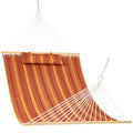 Lazy Daze Hammocks 12FT Quilted Hammock Double 2 Person Hammock with Spreader Bar and Pillow for Outside Outdoor Patio Backyard QFH12 - color: Mixed Red Stripes