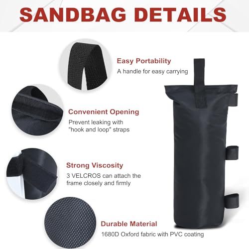 ABCCANOPY Canopy Weights Set of 4-120LBS Sand Bags Upgraded for Pop up Tent, Weight Bags for Outdoor Gazebo, Trampoline, Pergola, Black (Without Sand) - color: Black, size: 120lbs