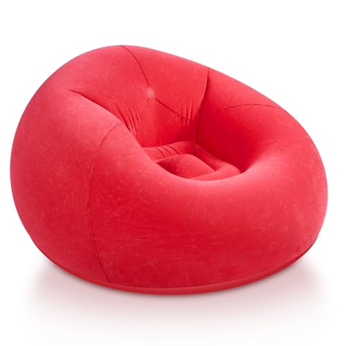 Realspring Inflatable Bean Bag Chairs for Adult Blow up Chairs Lazy Sofa Folding Portable Inflatable Chair for Movie Outdoor Room Bedroom Reading Camping(Red) - color: Red