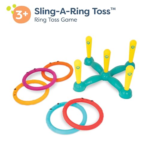 B. toys – Ring Toss Game – Indoor & Outdoor – Sling – a – Ring Toss – 12 Pieces – 5 Pegs & 5 Colorful Rings – for Toddlers, Kids – 3+ Years - style: Ring Toss Game