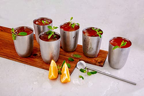 Vinod Stainless Steel Glass Set of 6 - Premium Metal Cups | Beer Glasses | Juice Glass - color: Set Of 6, size: 10 OZ