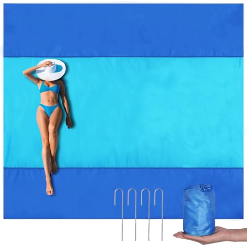Beach Mat Sand Free Waterproof Oversized Beach Blanket Sandproof 1-8 Adults Picnic Mat Perfect Outdoor Companion for Travel, Camping, Hiking Quick Drying, Lightweight (79" X 83" (1-3 Person))