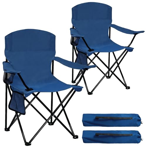 2 Pack Folding Camping Chair with Cup Holder & Side Storage Bag 300lbs Capacity Lightweight High Back Portable for Beach, Picnic, Sport, Cyan - color: Cyan, size: 2 Pack