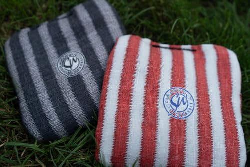 Slick Woody's Official Brand Beer + American Flag Cornhole Bags – Resin-Filled Tournament Performance with Dual Sided Professional Use Fabric- Set of 4 - color: Hamm's 2