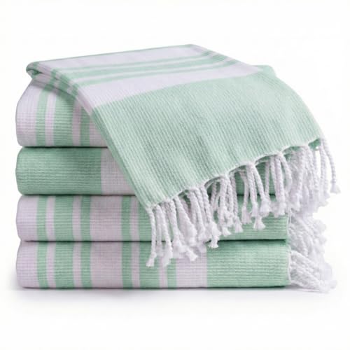 Turkish Beach Towels Set of 4 - Oversized Cotton Beach Towels 40X70 inch - Sand Free Quick Dry Beach Blanket for Adults - Extra Large Towels for Beach Bath Pool Yoga Travel - Aqua Blue - color: Aqua, size: 4 Pack