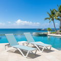 PURPLE LEAF Patio Chaise Lounge Chair Set of 3 Outside Aluminum Plastic Stackable Tanning Chairs for Pool Sunbathing Beach Deck Outdoor Lounger, Light Blue - color: Light Blue, style: 2 chairs + 1 table