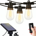 Brightech Ambience Pro Solar Powered Outdoor String Lights, 27ft Remote Control Commercial Grade Waterproof Patio Lights, 12 Edison Bulbs, Shatterproof LED String Lights for Outside - 1W Soft White - style: Bright (1W) Remote Control 27 FT