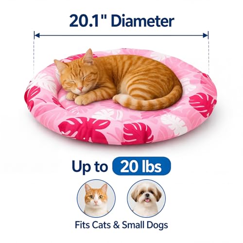 Drydiet Pet Cooling Mat for Cats & Small Dogs, 20'' Self Cooling Pad with Gel, Waterproof & Scratch-Resistant, No Water or Electricity Needed, Summer Cold Bed for Indoor Outdoor Use - color: Pink, size: 20.1'' X 20.1''