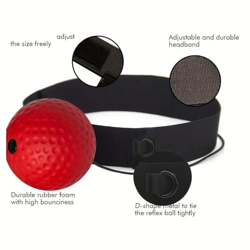 Boxing Reaction Speed Ball with Headband - Adjustable Rope & Replacement Accessories - Train Reflex, Hand-Eye Coordination for Kids/Adults - Portable for Home, Gym, Outdoor Workouts