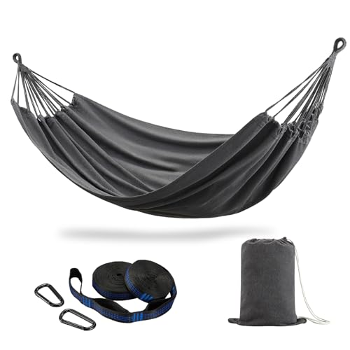 CHULIM Brazilian Double Hammock with Tree Straps,Extra Large 94x63IN,2 Persons Hammock for Backyard Patio Outdoor and Indoor,450lbs Weight Capacity,Soft Woven Cotton Fabric - Dark Grey - color: Dark Grey