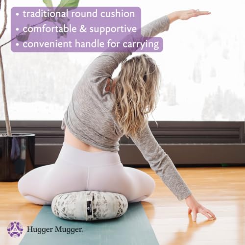 Hugger Mugger Zafu Meditation Cushion - Support in Cross-Legged Sitting, Buckwheat Filled, Durable Fabric, Convenient Handle, Handmade in USA - color: Black