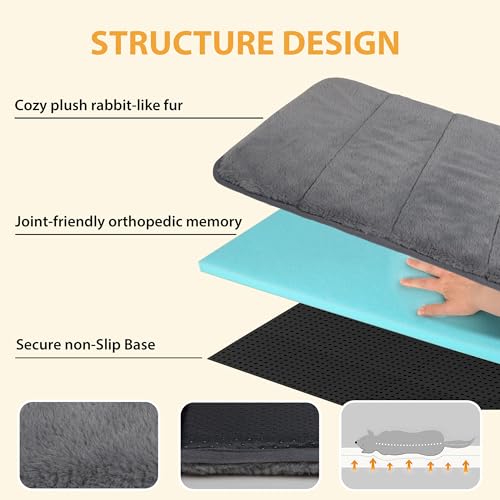 Dog Crate Pad for X Large Dog - 41x27 Memory Foam Dog Bed, Washable & Anti-Slip Dog Bed Mat, Ultra Soft Kennel Pad for Dogs Cozy Sleeping Mat, Grey - color: Dark, size: 41"L x 27"W x 0.8"H
