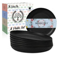Homienly Wheat Straw Plates Unbreakable Deep Dessert Plates Set of 8 Plastic Plates Reusable Microwave Safe Plate for Kitchen Camping Party Dishwasher Safe Stackable Appetizer Plates (8in, Black) - color: Black, size: 8 inch