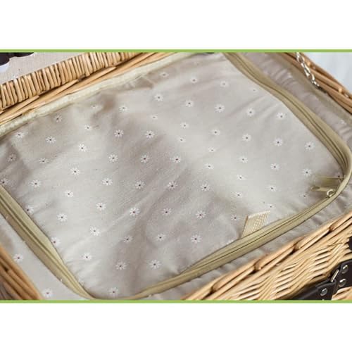 Wicker Picnic Basket for 2, Complete Picnic Set with Insulated Cooler Bag, Waterproof Picnic Blanket, Cutlery Set, Wine Glasses & More – Ideal for Outdoor Dining(4 Person Picnic Basket) - color: 4 Person Picnic Basket