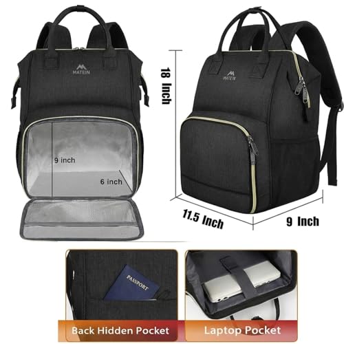 MATEIN Lunch Backpack for Men Women, 17 Inch Large Insulated Cooler Backpack, Water Resistant Lunch Box Back Pack Travel Laptop for Men Teacher Work Picnic College Nurse, Black - color: Deep Black, size: 17 Inch