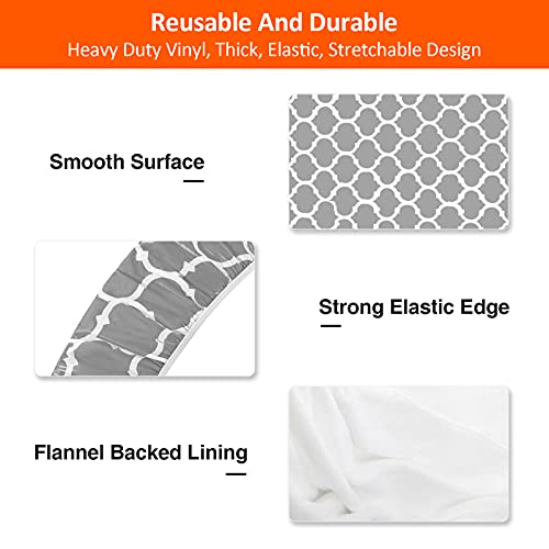 6ft Picnic Table and Bench Cover, Camping Essentials RV Gear, 72in Waterproof Windproof Outdoor Elastic All Around Tablecloth, Fitted Rectangle Tables and Seats, Gray-White Moroccan - color: Gray-white Moroccan, size: 72"