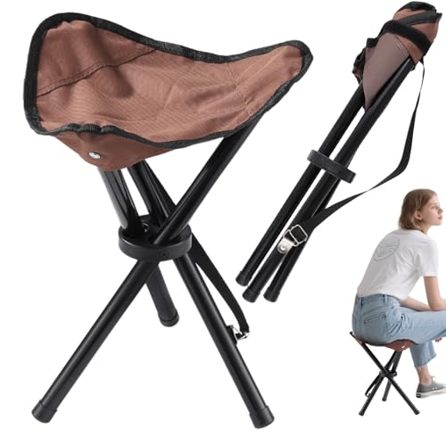 Travel Folding Camping Stool, 14.6 inches Lightweight Outdoor Tripod Chair and Maximum weight 210 lbs Portable Party Chair Fishing Chairs Seat for Camp Hiking Beach Garden and Painting (Brown) - color: Brown