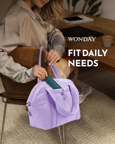 WONDAY Insulated Lunch Bags for Women, 12L Puffy Lunch Tote with Shoulder Strap, Waterproof, Leakproof, Reusable, Keeps Food Fresh, Perfect for Work, Travel, Picnic - color: Purple