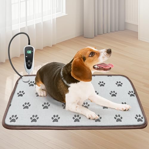 GOLOPET Dog Heating Pad 28x18in with Smart Thermostat Switch and Power Line Protection Tube,Obtained MET and UL Dual Certification,Waterproof Puppy Heating pad-Paw Print - size: 28.0"L x 18.0"W x 0.5"Th
