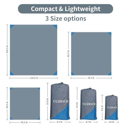 Beach Blanket Waterproof Sandproof Beach Mat 79" X 83" / 7' X 7' for 1-4 Adults Quick Drying Outdoor Picnic Mat Beach Accessories for Travel, Camping, Hiking - color: Gray/Blue, size: 78"*83" / 6.56ft×6.89ft