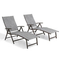 Crestlive Products 2PCS Chaise Lounge Chair Outdoor with 1PC Side Table, Aluminum Folding Patio Recliner Chair, Adjustable 8 Positions Assemble-Free - color: Dark Gray, size: 2 Pcs