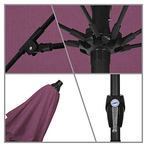 California Umbrella 9' Rd Sunbrella Aluminum Patio Umbrella, Crank Lift, Auto Tilt, Bronze Pole, Iris Fabric - color: Iris