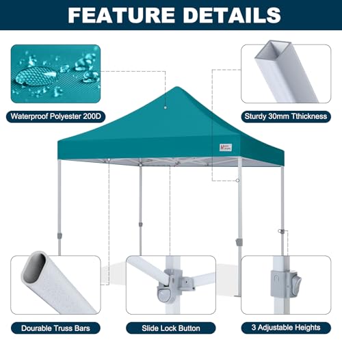 MASTERCANOPY Pop Up Canopy Tent Commercial Grade 10x10 Instant Shelter (Turquoise) - color: Turquoise, size: 10x10