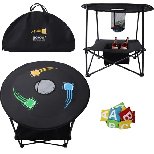 HOROW Bean Bag Toss Game - New Upgraded Portable Cornhole Set with 12 Bags, Foldable Design with Storage Layer - Lawn Games, Beach and Yard Games for Adults and Family