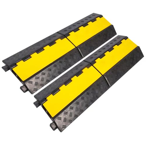 Rubber Cable Ramp Cable Protector Ramps Wire Hose Protective 2 Channel Traffic Rubber Plastic Cord Cover Speed Bump for Asphalt Concrete Gravel Driveway Outdoor, 2 Pack - color: 2 channel-2 pack