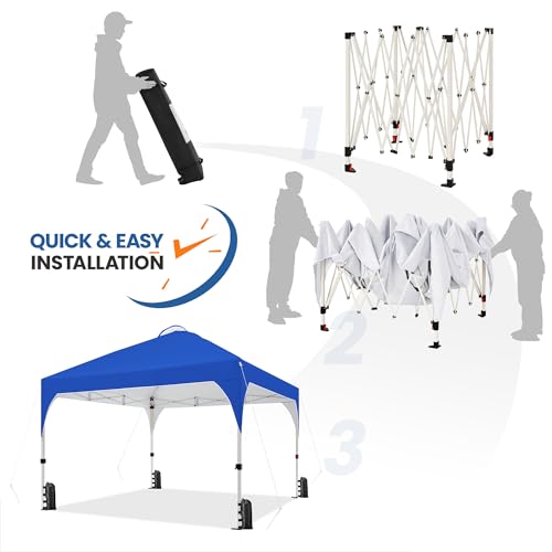 Yaheetech 12x12 Pop Up Canopy Tent with Vent, Easy Set Up Tent, Instant Sun Shelter Canopy with Wheeled Bag, 4 Sandbags, 12 Stakes & 4 Ropes, for Parties, Beach, Outdoor, Blue - color: Blue, size: 12×12