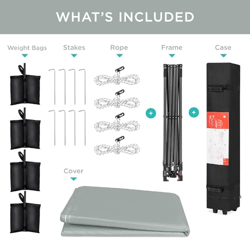 Best Choice Products 10x10ft Pop Up Canopy Tent, Outdoor Shade, 1 Person 1 Minute Set Up, Carry Case, 4 Weight Bags - Silver - color: Silver, size: 10x10ft