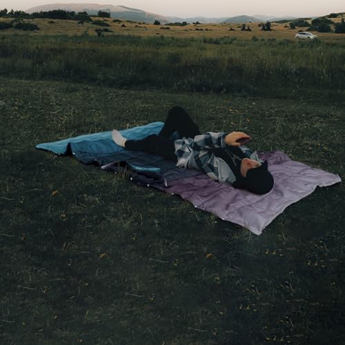 zzlamb Hooded Stadium Blanket,Waterproof Outdoor Camping Blanket Polar Fleece,Warm Windproof Portable for Stadium,Sports,Picnic,Beach,Car,Pets,56x75in Purple Green Fade - color: Purple Green Fade