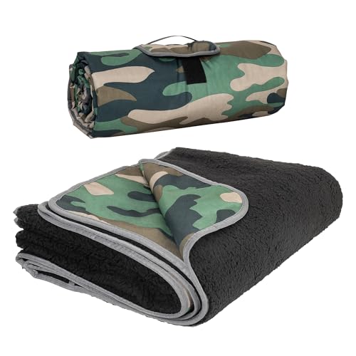 Tirrinia Large Waterproof Outdoor Blanket, Soft Warm Windproof Stadium Blanket with Sherpa Fleece and Foldable for Outdoor Sport, Baseball, Football, Beach, Concerts, Car - color: Camo, size: 59" x 79"
