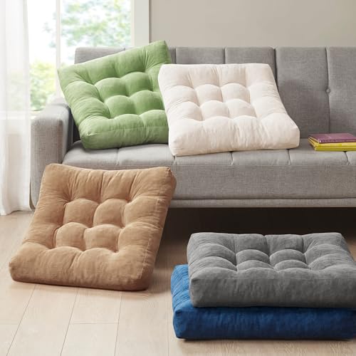 Degrees of Comfort Meditation Floor Pillow, Square Large Pillows Seating for Adults, Tufted Corduroy Cushion for Balcony Bedroom Tatami Living Room, Beige, 22x22 Inch - color: Square | Beige | 1 Pack, size: 1 Pack