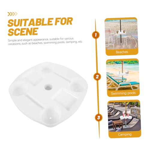 BESPORTBLE Outdoor Umbrella Table Tray for Beach and Patio with Cup Holders Sturdy Plastic Outdoor Umbrella Tray with Snack Compartment