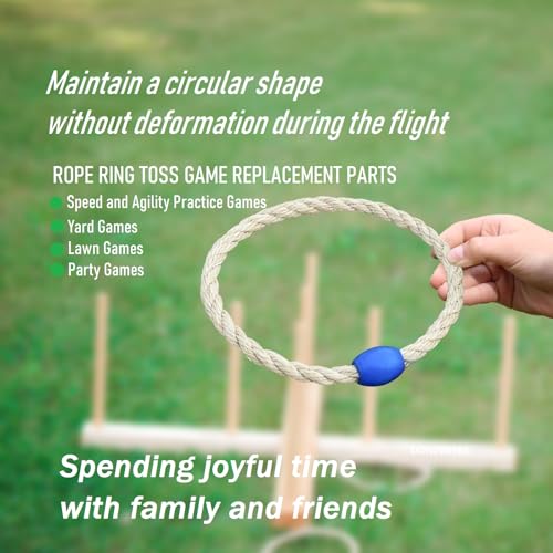 12 Pack Multicolor Sisal Rope Ring Toss Game Replacement Parts for Adults and Kids, Outdoor Toss Rings for Agility Practice and Speed/Yard/Lawn Games for Party (3 Colors-Red Yellow Blue)